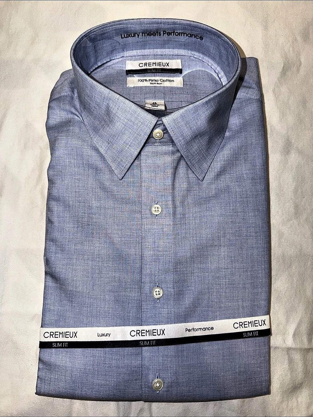 CREMIEUX Pima Cotton Dress Shirt Blue 17/35 New, with tags!